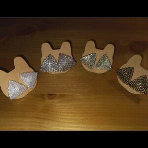 Handmade Geometric Triangle Bead Stud Earrings